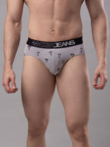 Men Premium Cotton Blend Grey Brief - (Pack Of 2)- Underjeans By Spykar