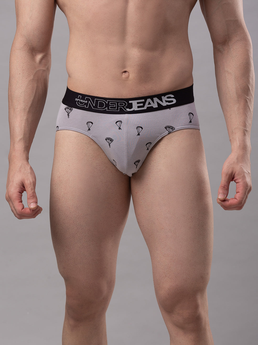Men Premium Cotton Blend Grey Brief - (Pack Of 2)- Underjeans By Spykar