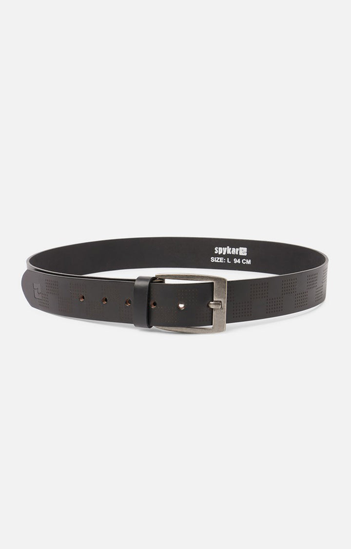 Spykar Men Black Genuine Leather Belt