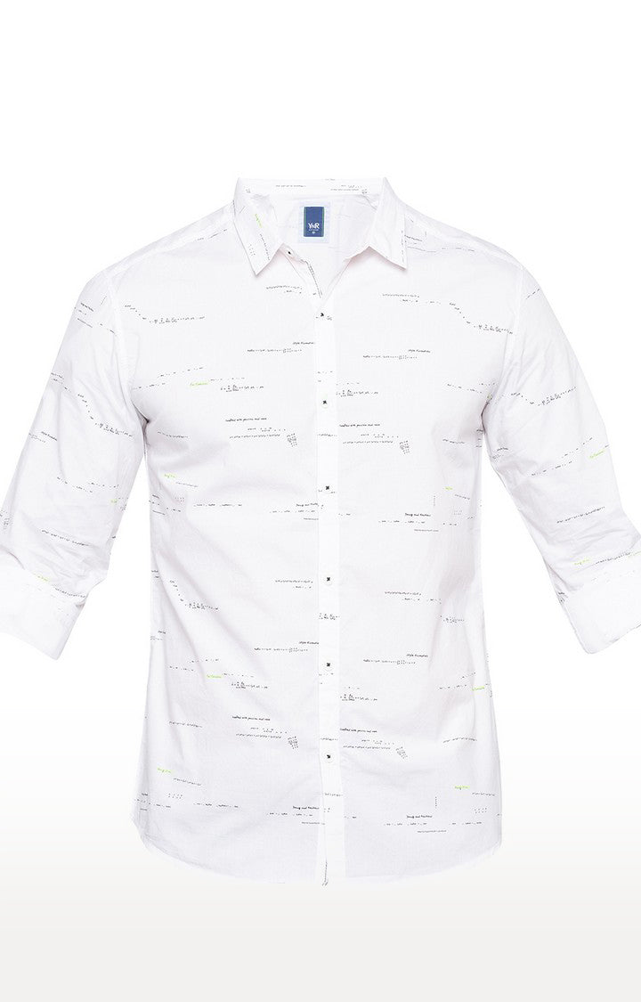 Spykar Men'S White Cotton Printed Casual Shirts