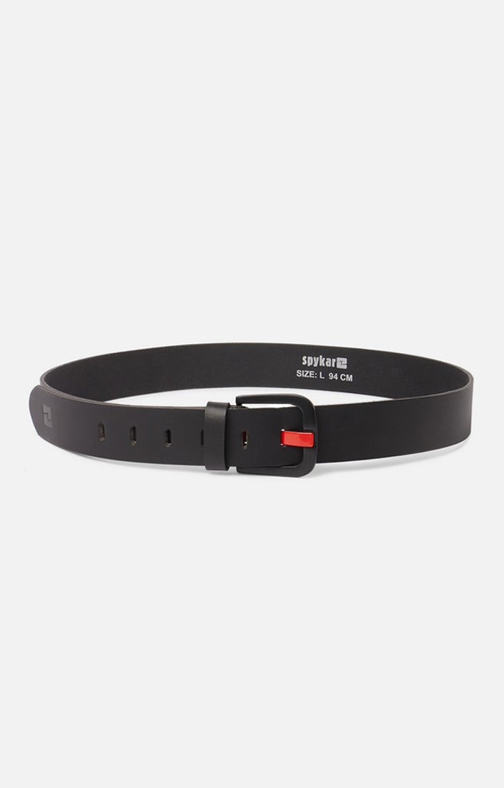 Spykar Men Black Genuine Leather Belt