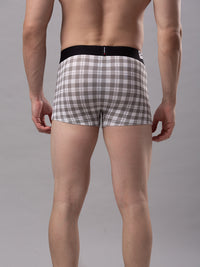 Men Premium White-Check Cotton Blend Trunk- Underjeans By Spykar