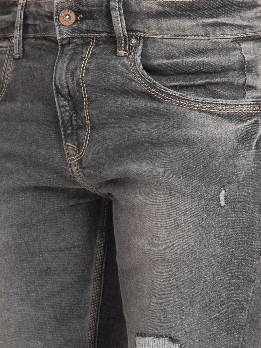 Spykar Men Carbon Black Cotton Slim Fit Narrow Length Jeans (Skinny)