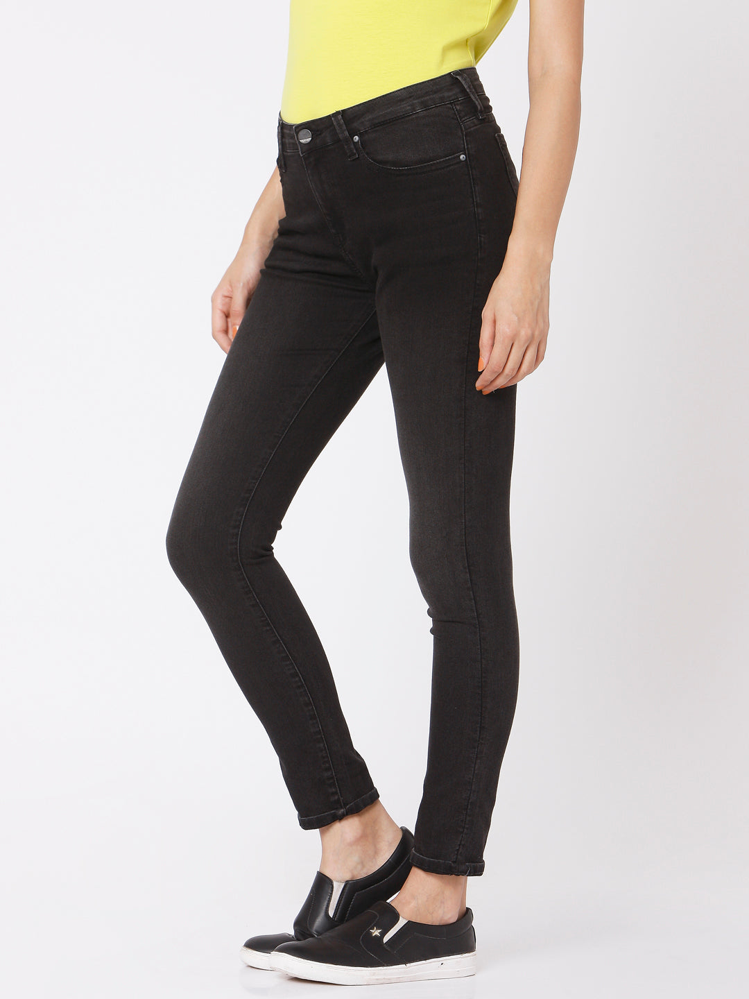 Spykar Women Black Cotton Skinny Fit Regular Length Jeans (Adora)