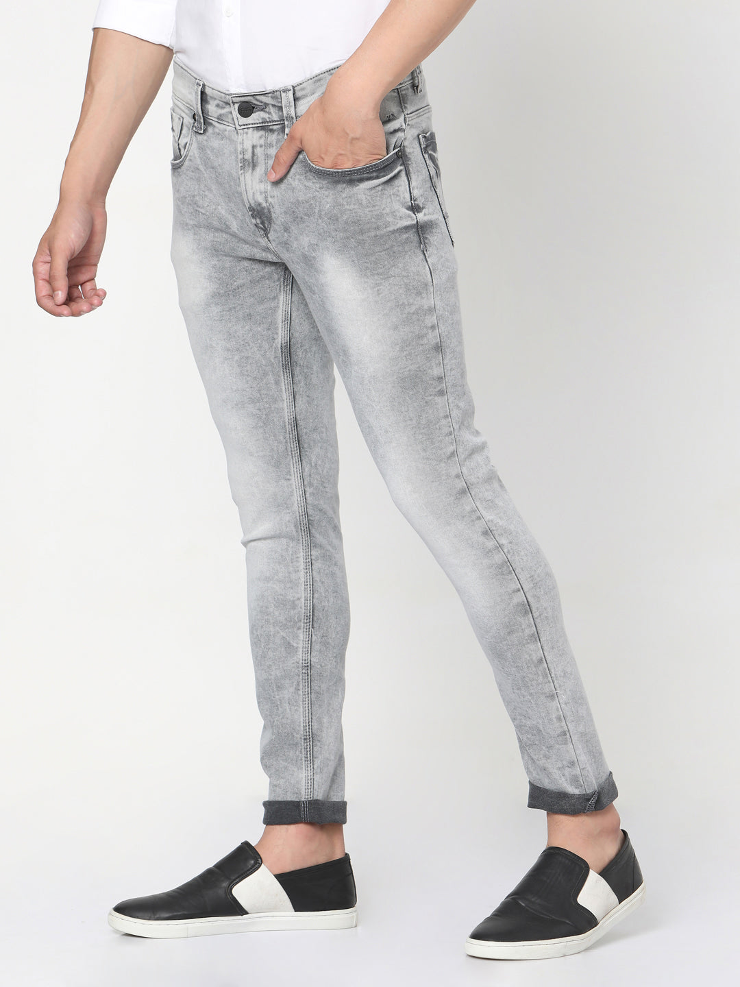 Spykar Men Grey Cotton Skinny Jeans