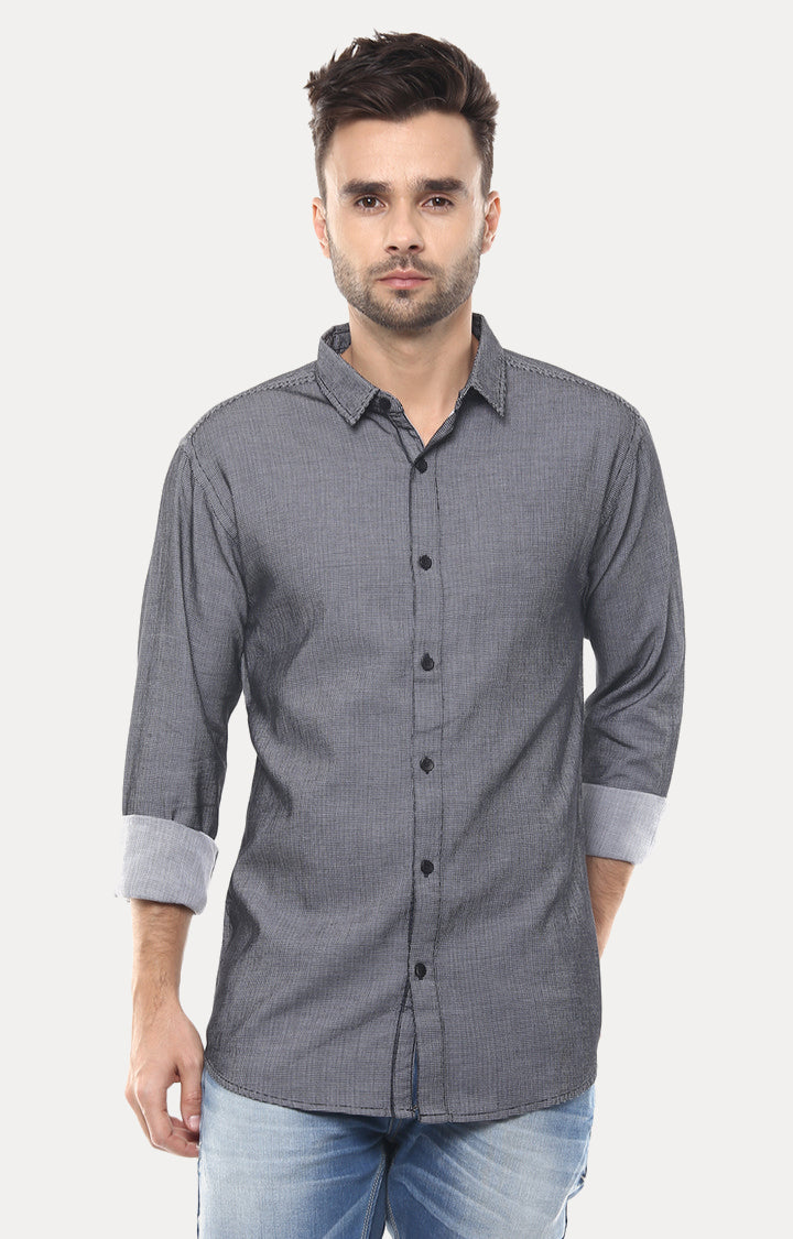 Spykar Men Black Printed Slim Fit Casual Shirt