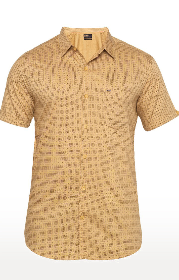 Spykar Men'S Brown Cotton Printed Casual Shirts