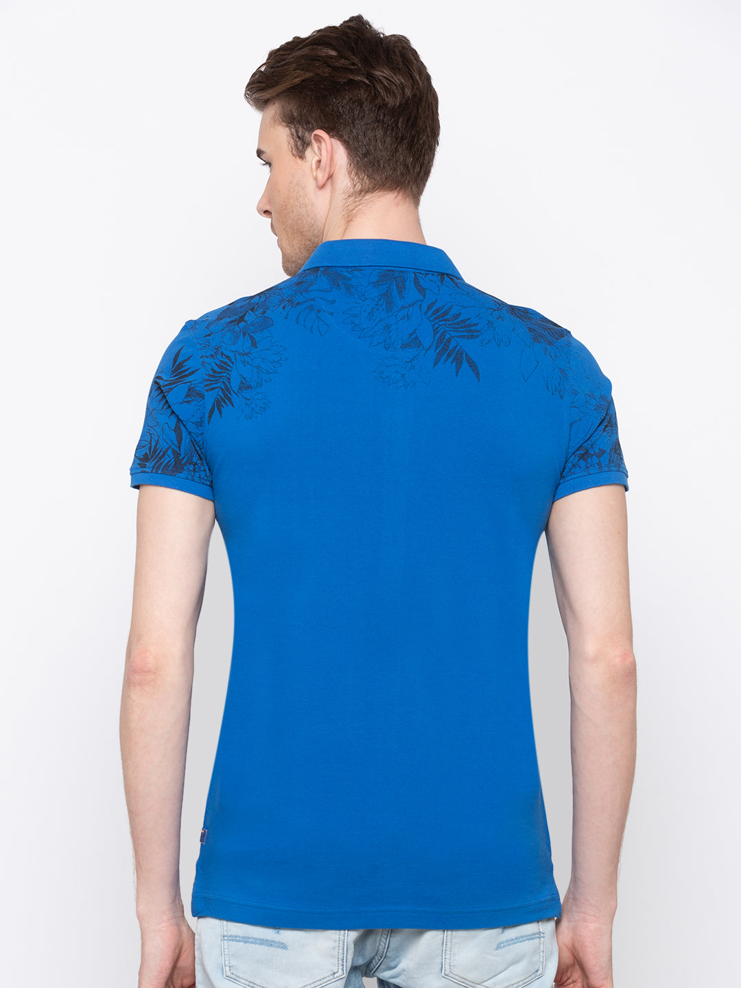 Spykar Men Blue Cotton T-Shirt