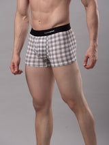 Men Premium White-Check Cotton Blend Trunk- Underjeans By Spykar