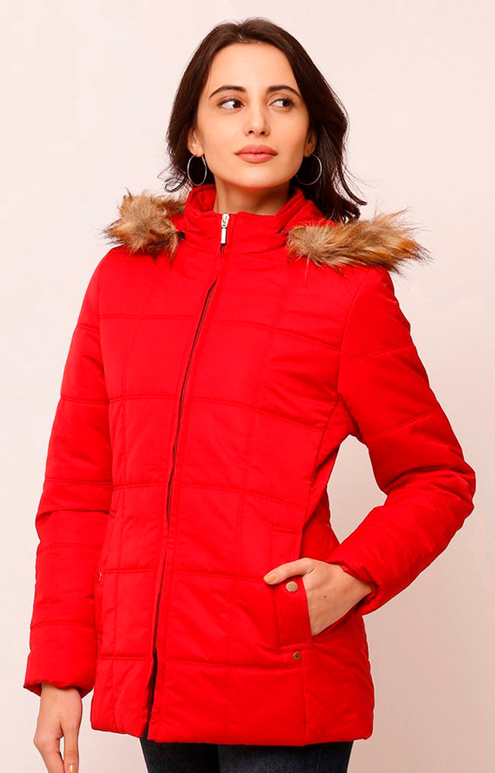 Spykar Women Red Solid Front Open Jacket