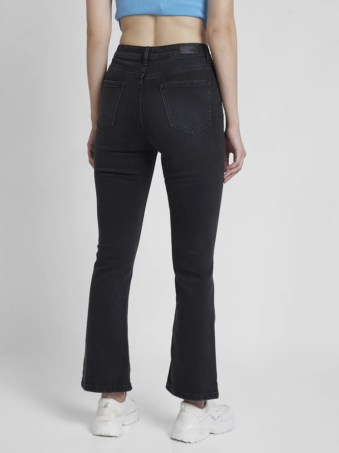 Spykar Women Black Lycra Bootcut Fit Ankle Length Clean Look Jeans -(Elissa)