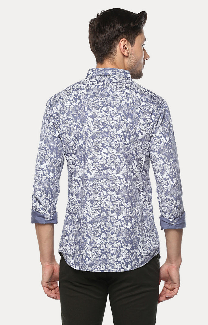 Spykar Men'S Blue Cotton Printed Casual Shirts