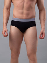 Men Premium Black-Grey Cotton Blend Brief- Underjeans By Spykar