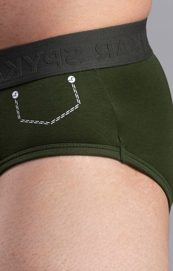 Olive Cotton Brief for Men Premium- UnderJeans by Spykar