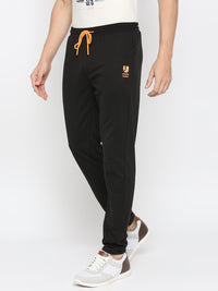 Men Premium Cotton Blend Black Trackpant- Underjeans By Spykar