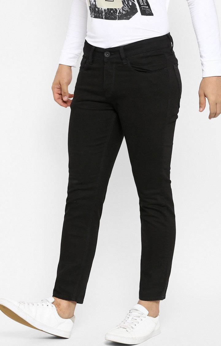 Spykar Men Black Cotton Slim Fit Tapered Length Jeans (Kano)