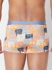 Men Orange Printed Super Premium Bonded Elastic Trunk - Underjeans By Spykar