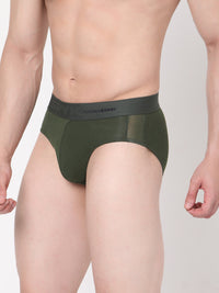 Underjeans By Spykar Men Premium Cotton Blend Olive Brief