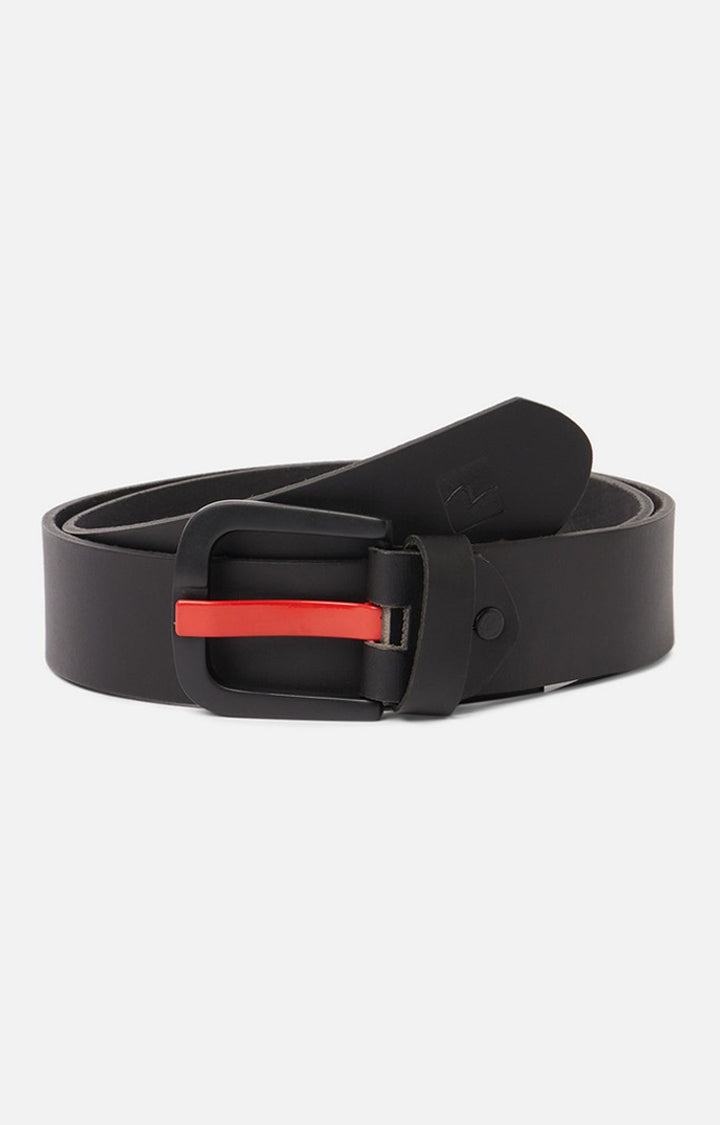 Spykar Men Black Genuine Leather Belt