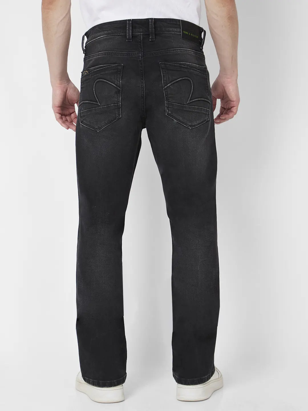Buy Online|Spykar Men Carbon Black Cotton Comfort Fit Regular Length ...