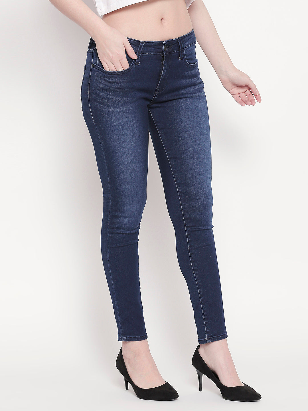 Spykar Women Blue Cotton Super Skinny Fit Regular Length Jeans (Alicia)