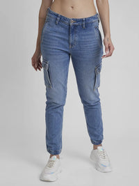 Spykar Women Light Blue Cotton Mom Fit Ankle Length Clean look Jeans -(Amora)