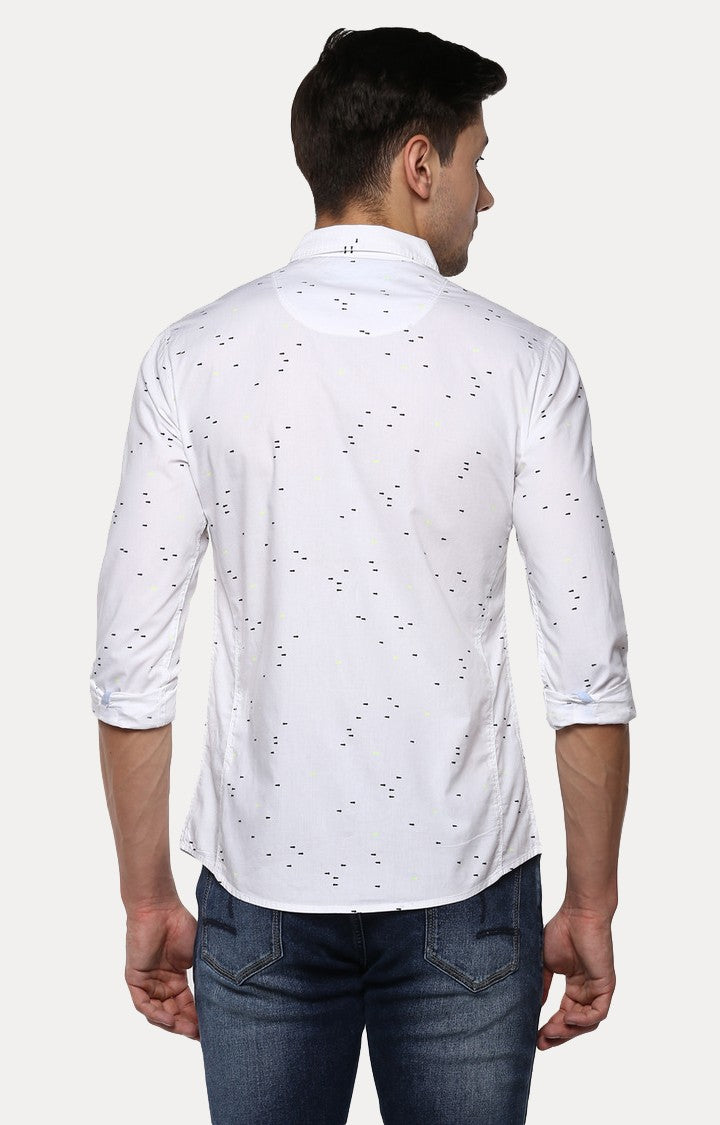 Spykar Men'S White Cotton Printed Casual Shirts