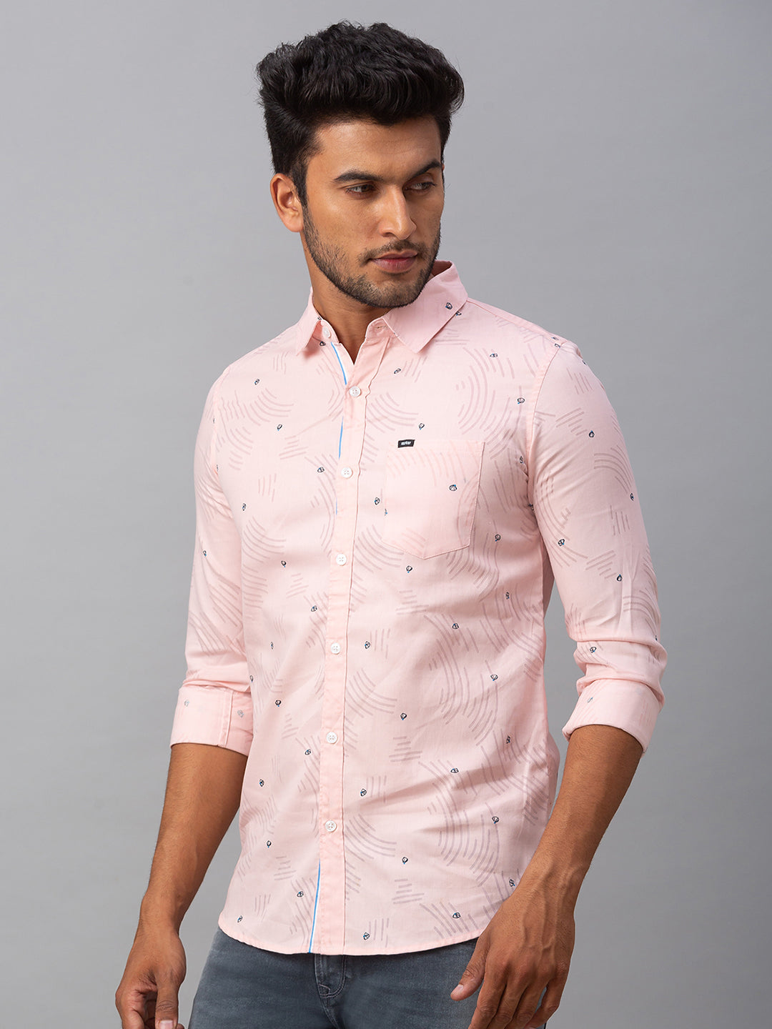 Spykar Men Pink Cotton Slim Fit Shirt