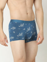 Underjeans By Spykar Men Super Premium Printed Bonded Elastic Teal Blue Trunk