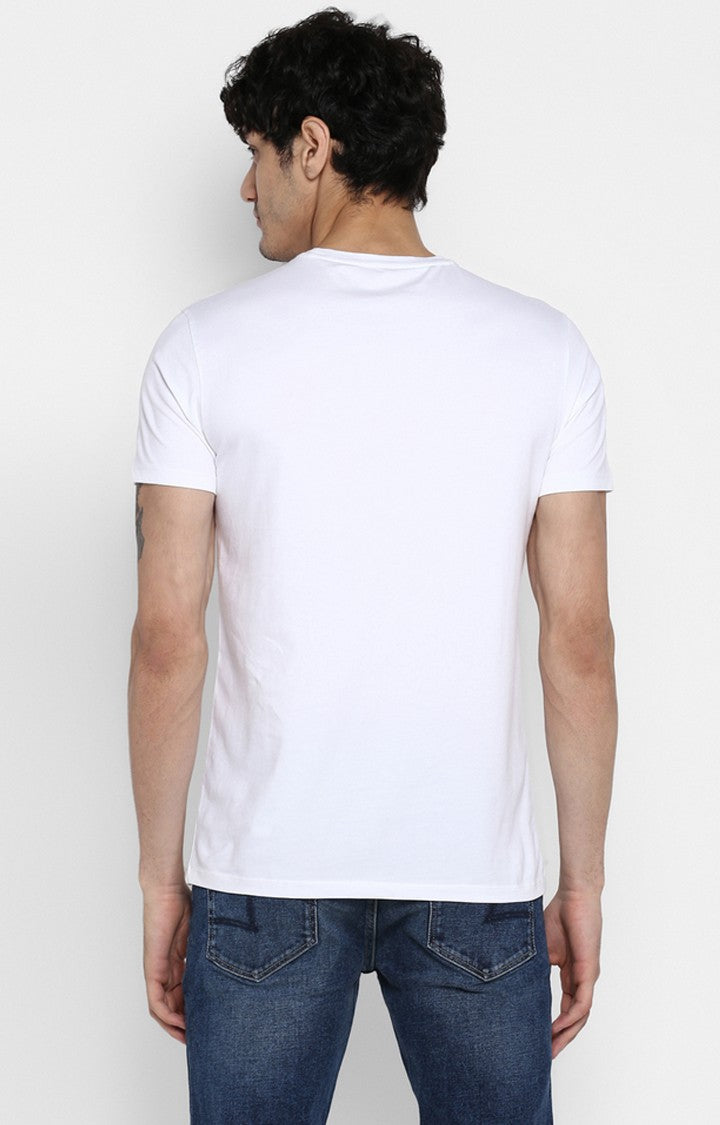 Spykar White Printed Slim Fit Men T-Shirts