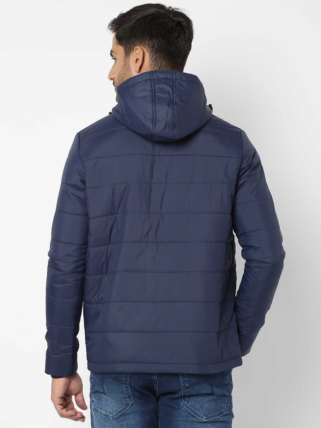 Spykar Men Navy Blue Nylon Regular Fit Jacket