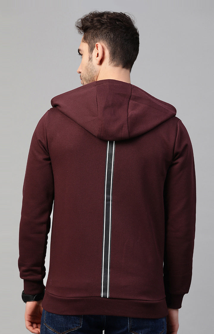 Underjeans By Spykar Maroon Solid Hoodies For Men