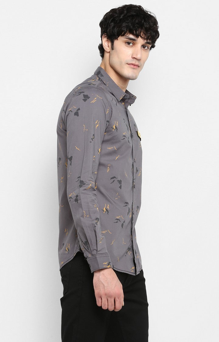 Spykar Men'S Black Cotton Printed Casual Shirts