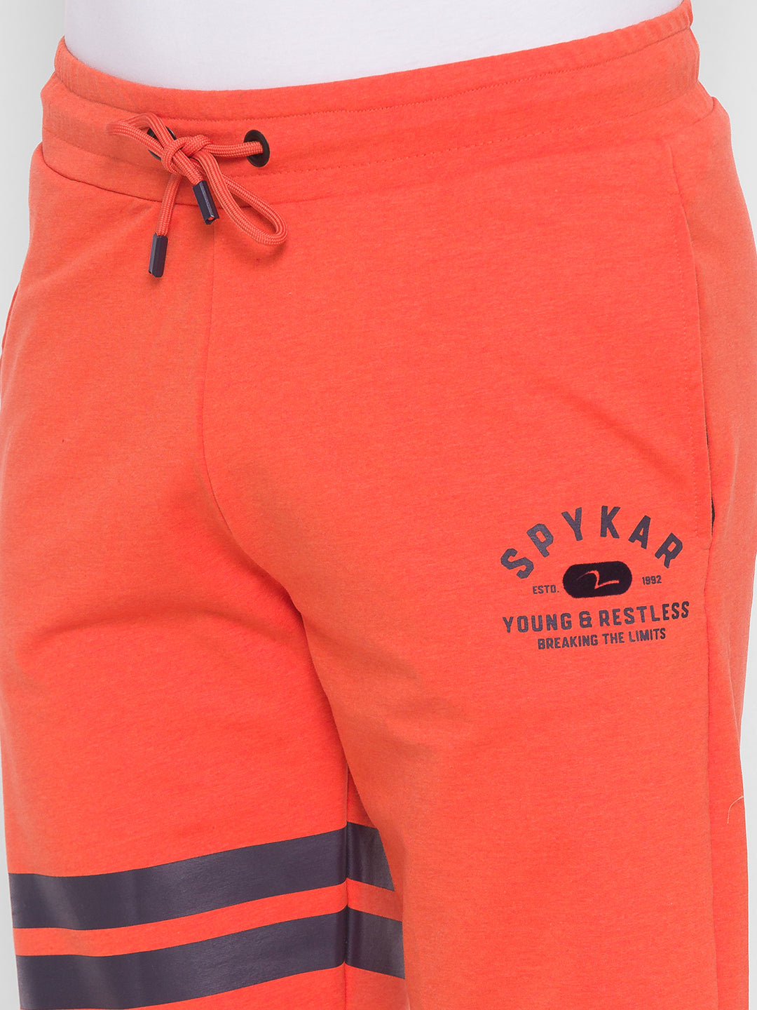 Spykar Men Orange Cotton Slim Fit Mid Rise Shorts