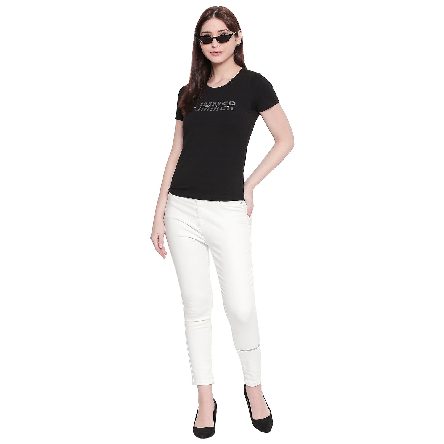 Spykar Women White Cotton Skinny Fit Regular Length Jeggings (Ynr)