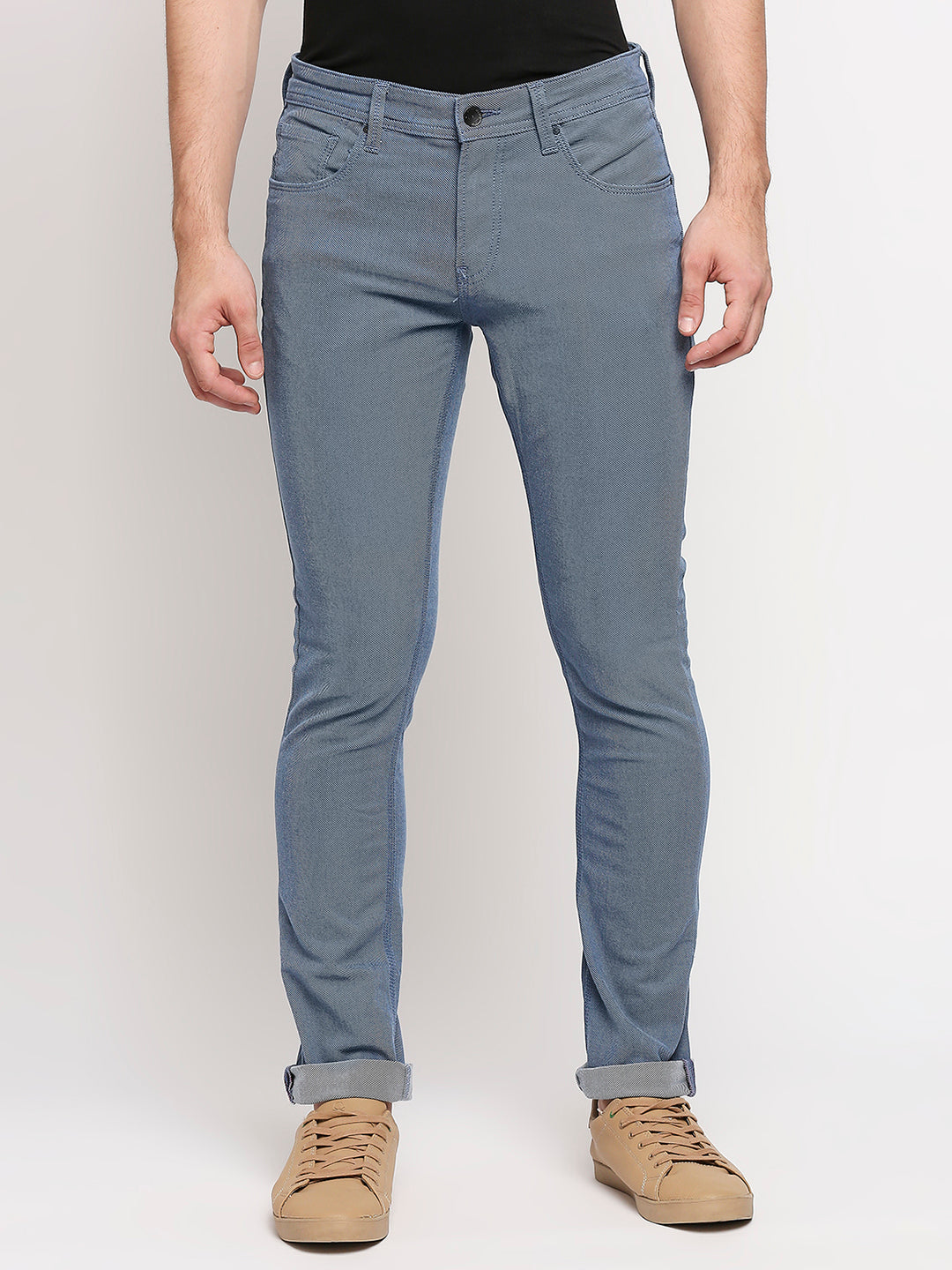 Spykar Men Mid Blue Solid Skinny Low-Rise Jeans (Skinny)