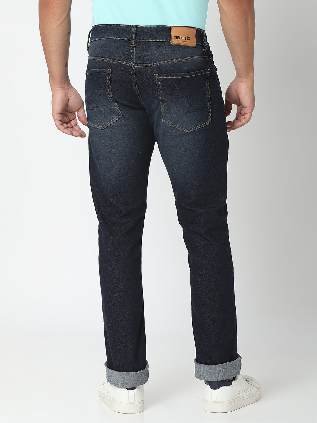 Spykar Men Dark Blue Cotton Regular Fit Narrow Length Jeans - (Rover)