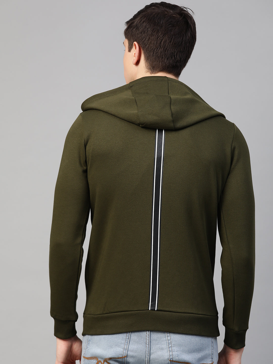 Underjeans By Spykar Olive Cotton Solid Hooded Sweatshirts-Sweatshirts-UnderJeans By Spykar