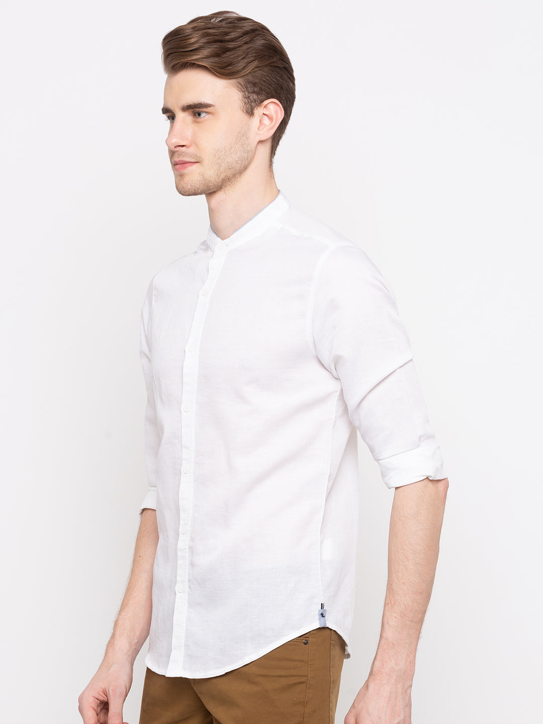 Spykar Men White Solid Slim Fit Casual Shirt