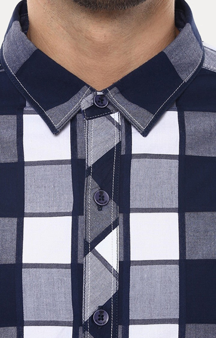 Spykar Men'S Blue Cotton Checked Casual Shirts