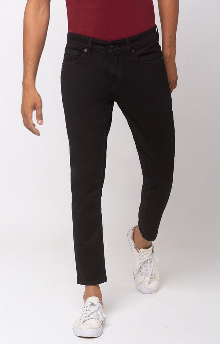 Spykar Black Cotton Stretch Slim Fit Tapered Length Jeans (Kano)