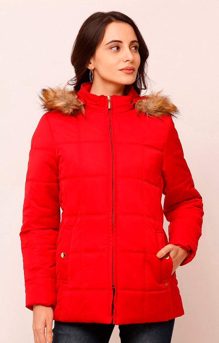 Spykar Women Red Solid Front Open Jacket