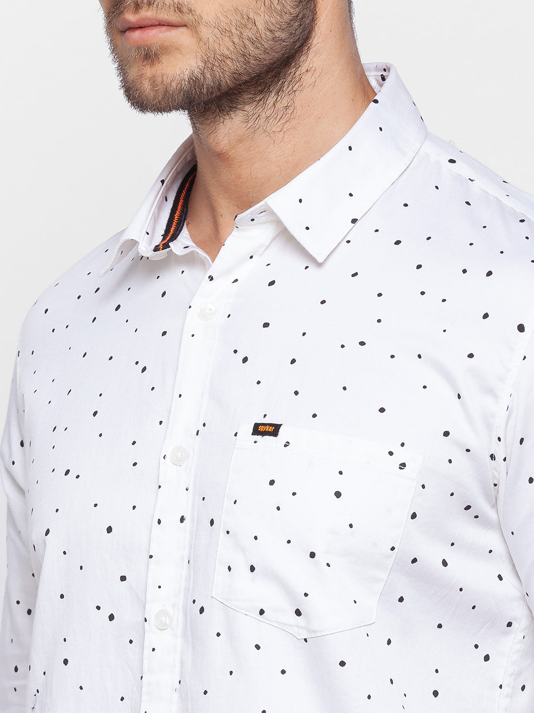 Spykar Slim Fit White Cotton Men Shirt