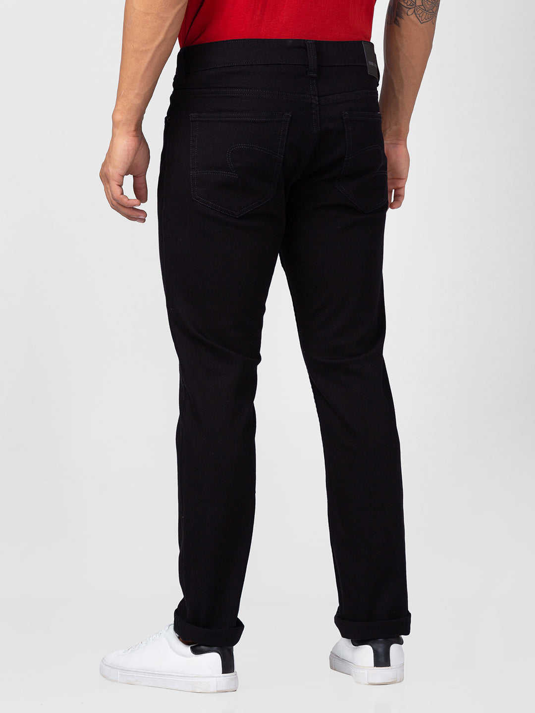 Spykar Men Black Cotton Regular Fit Narrow Length Jeans (Rover)