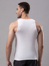 White 100% Cotton Vest (Round Neck)- Underjeans By Spykar