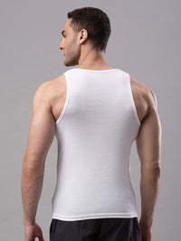 White 100% Cotton Vest (Round Neck)- Underjeans By Spykar