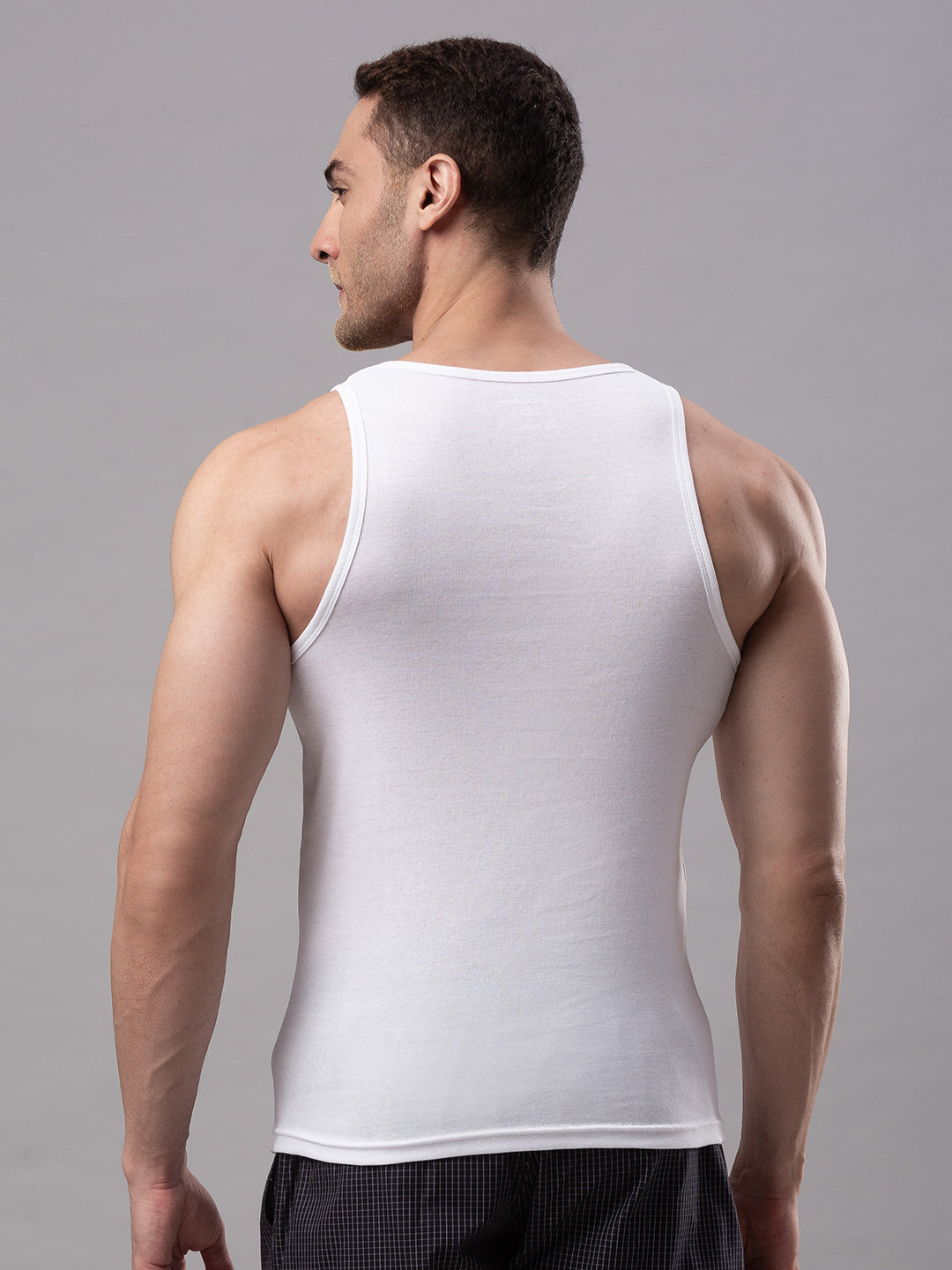 White 100% Cotton Vest (Round Neck)- Underjeans By Spykar
