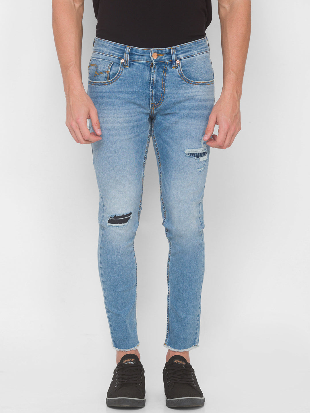 Spykar Men Light Blue Solid Slim Mid-Rise Jeans (Kano)