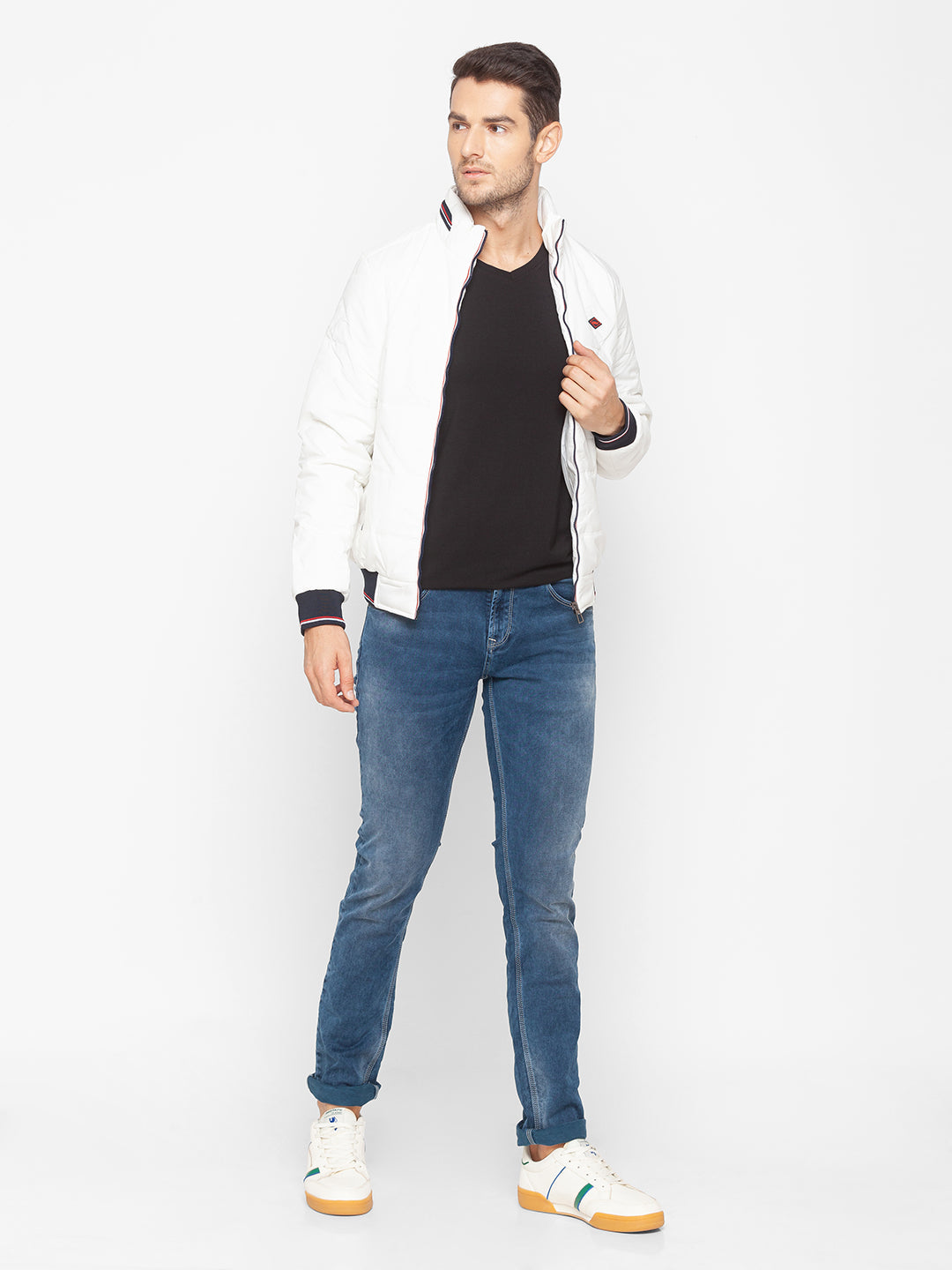 Spykar White Polyester Men Jacket