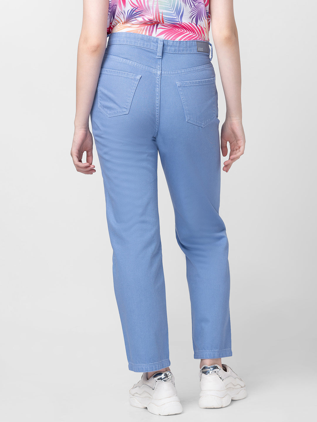 Spykar Women Pastel Blue Cotton Straight Fit Regular Length Jeans (Bella)